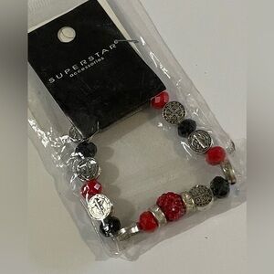 NEW Superstars Red and Black Beaded Bracelet